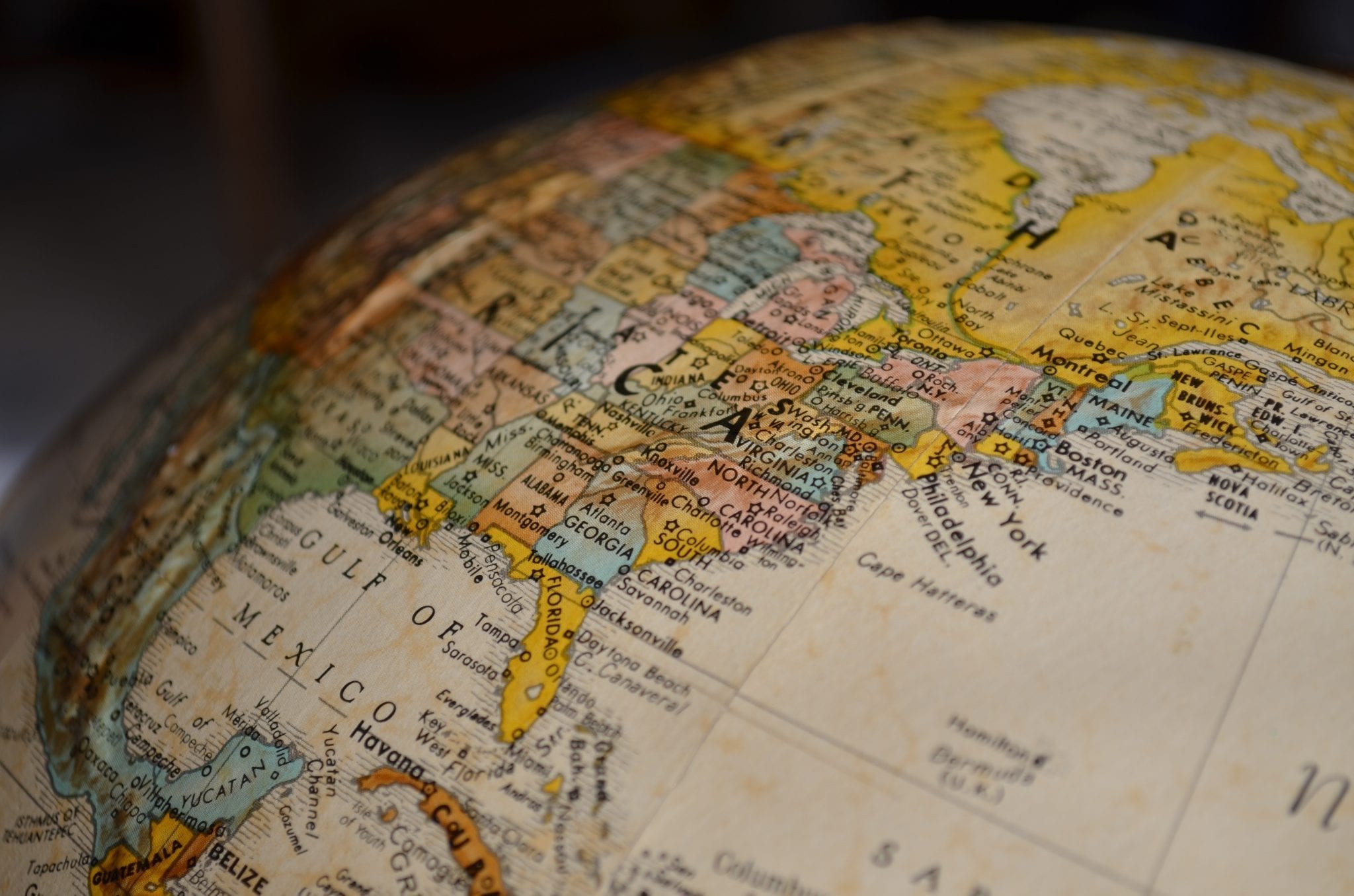 Close up picture of a globe