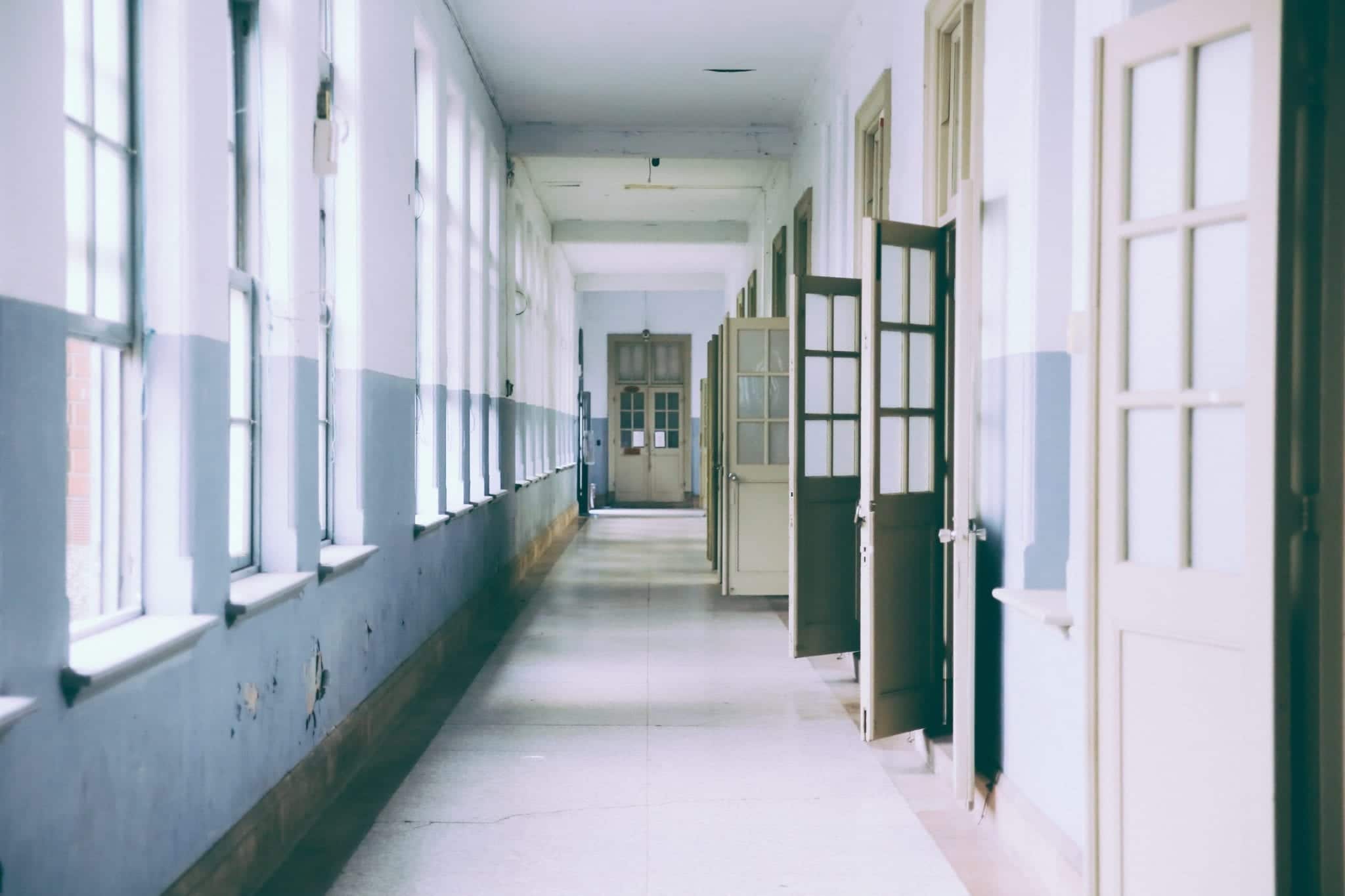 Empty school hallways